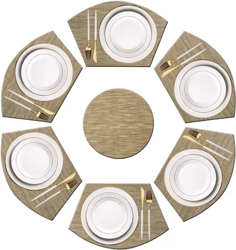 Vista 55 de PIGCHCY Juego de 4 manteles individuales en forma de cuña para mesa de comedor, tejido cruzado, lavables, resistentes al calor, manteles Bambúes