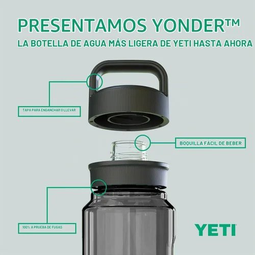 Vista 2 de YETI Botella de agua Yonder con tapa Yonder Chug, ligera, a prueba de fugas y sin BPA