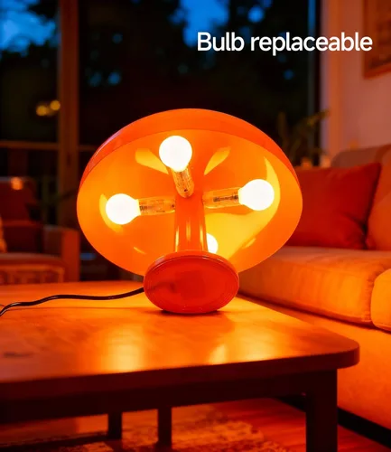 Vista 3 de Lámpara de hongo naranja Anykonio, lámpara de mesa moderna de mediados de siglo para dormitorio, lámparas pequeñas de mesita de noche decorativas