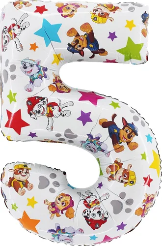 Vista 3 de Toyland® Globo de papel de aluminio con el número de la Patrulla Canina de 26 pulgadas, globos de fiesta para niños, número 1-6 disponible (número 1)