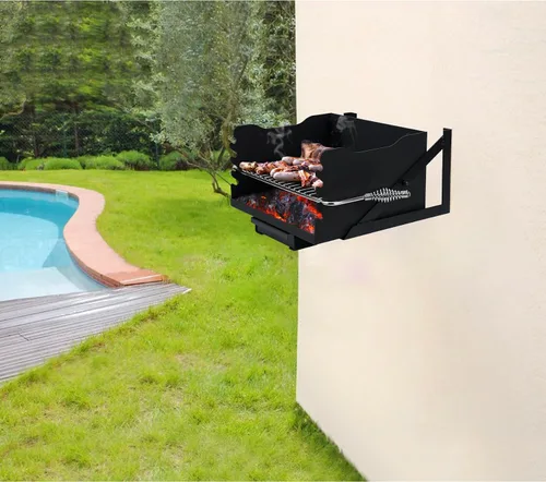 Vista 8 de Stanbroil Barbacoa de carbón para exteriores, parrilla de barbacoa de acero resistente con rejilla de cocina de acero inoxidable y poste sobre/bajo