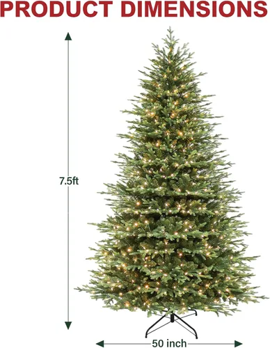Vista 8 de Hykolity Árbol de Navidad preiluminado de 7.5 pies con follaje de Blanco cálido