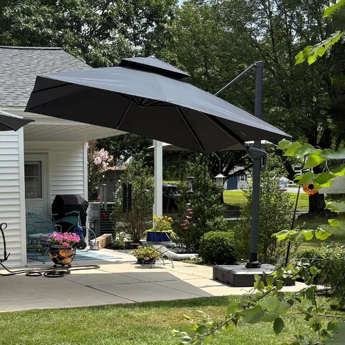 Vista 72 de PURPLE LEAF Sombrilla de Patio Voladiza de 10' x 13' para Exteriores con Base de 330 libras, Sombrilla Rectangular Grande Resistente al Viento