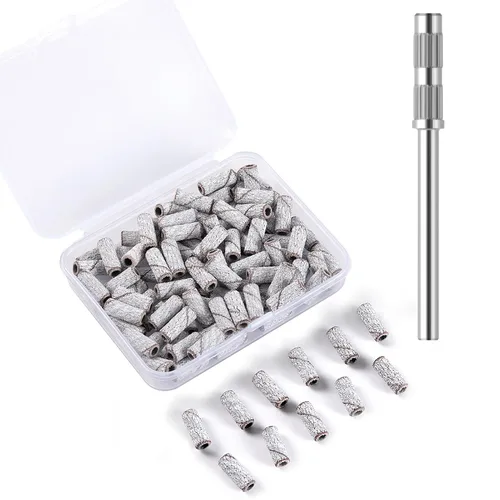 Vista 15 de 100 piezas de bandas pequeñas de lijado de uñas para taladro de uñas, bits mini de 3.1mm de mandril de lijado de uñas de grano 80 para uñas