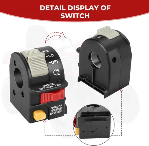 Vista 6 de Interruptor de luz de faro delantero para Polaris Sportsman-400/450/500/550/570/600/700/800/850/1000 Scrambler-850/1000 ATP-330/500 Scrambler-500