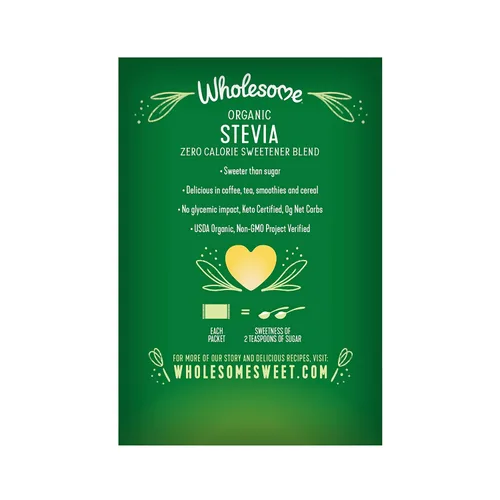 Vista 2 de Wholesome Sweeteners Stevia orgánica, 75 unidades (paquete de 3)