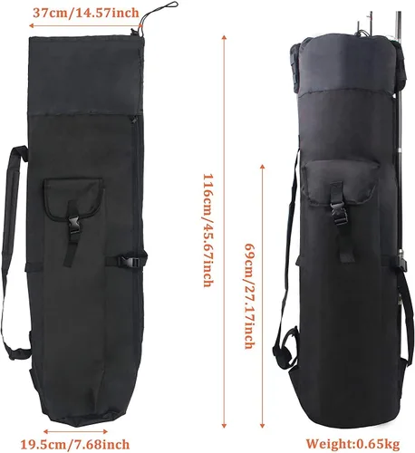 Vista 5 de Bolsa de caña de pescar multifunción - Funda impermeable para carrete de caña, bolsa de transporte de lona duradera, gran regalo de almacenamiento