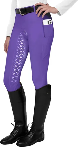 Vista 8 de FitsT4 Sports Mallas de Equitación de Asiento Completo para Mujer con Agarre de Silicona Activa Pantalones Ecuestres Albaricoque