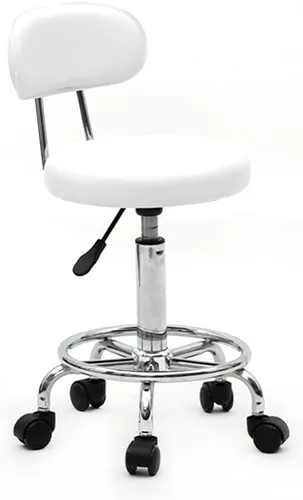 Vista 3 de Silla de salón con ruedas, silla ajustable con tecnología de pestañas con respaldo, asiento giratorio de masaje con ruedas, taburetes hidráulicos