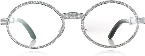 Vista 4 de HEPIDEM 925 plata esterlina 560pcs moissanita Buffalo Horn Glasses Frame Lujo Buffs Gafas