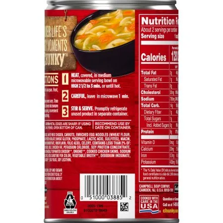 Vista 5 de Campbell's Chunky Soup, fideos clásicos de pollo, 18.6 onzas (2 latas)