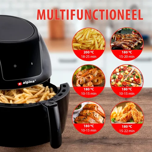 Vista 6 de alpina Air Fryer Oil Free Deep Fryer 5 Litre Electric Deep Fryer with Non-Stick Coating Digital Touch Screen 7-8 People
