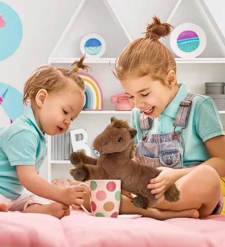 Vista 5 de DolliBu Fancy - Caballo marrón mentiroso súper suave, lindos animales de peluche realistas para niñas, niños, adultos, regalos de animales