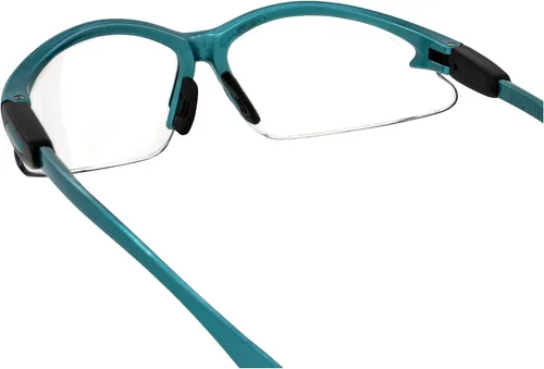 Vista 6 de Global Vision Eyewear Cougar - Gafas de seguridad de laboratorio para mujer con montura turquesa y lentes transparentes