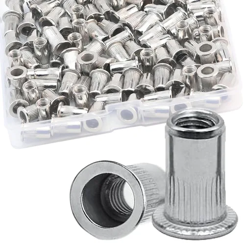 Vista 14 de Tuerca de remache de 1/4”-20 UNC, 80 piezas de acero inoxidable 304 de cabeza plana Rivnut, inserto roscado Nutsert