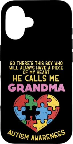 Vista 32 de Grandma Autism Awareness Austistic Boy Piece My Heart Case for iPhone 17