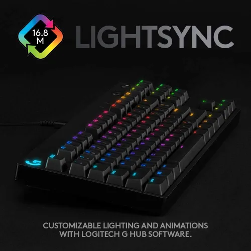 Vista 5 de Logitech G Pro - Teclado para gamers diseño ultra portátil sin teclas numéricas cable micro USB desmontable 168 millones de colores LIGHTSYNC