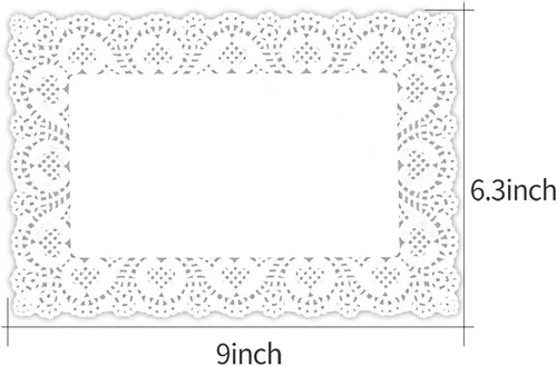 Vista 7 de 100 manteles individuales rectangulares de papel de encaje blanco para mesas, pasteles, hornear, decoración de bodas (6.3 x 9 pulgadas)