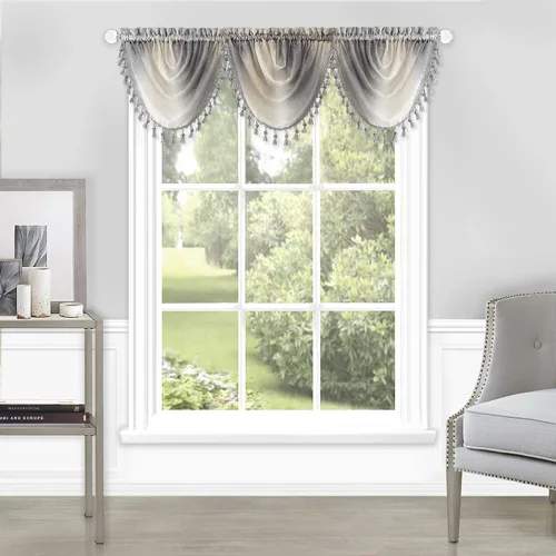 Vista 15 de PowerSellerUSA Designer Home - Paneles de cortina semitransparentes a rayas multicolor (beige, bufanda de 50 x 144 pulgadas)