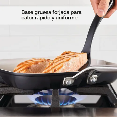 Vista 5 de KitchenAid Sartén antiadherente de cerámica anodizada dura, cuadrada, 11.25 pulgadas, negro mate