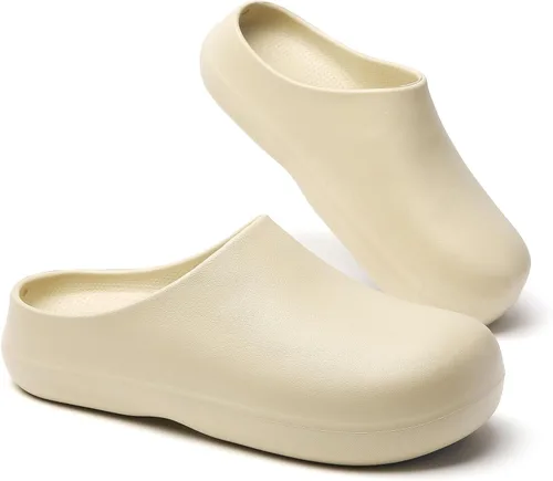 Vista 5 de SECHRITE Zapatos de trabajo antideslizantes para mujeres y hombres – Zuecos impermeables de chef de enfermería para jardín, zapatos profesionales
