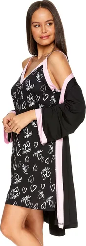 Vista 6 de bebe Conjunto de pijama de camisón y bata corta para mujer, pijamas a juego para mujer