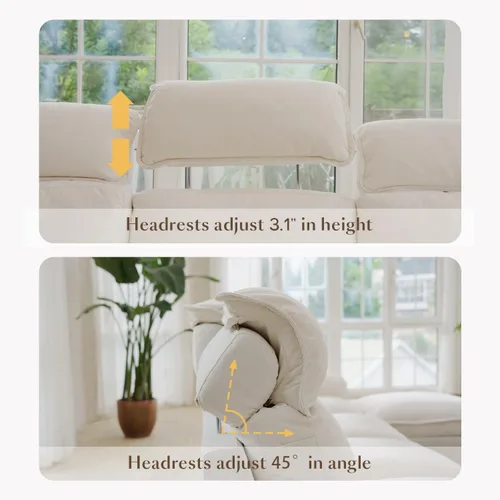 Vista 5 de ALIVING Sofá modular seccional, sofá reclinable de 3 plazas para sala de estar, blanco roto Blanco hueso