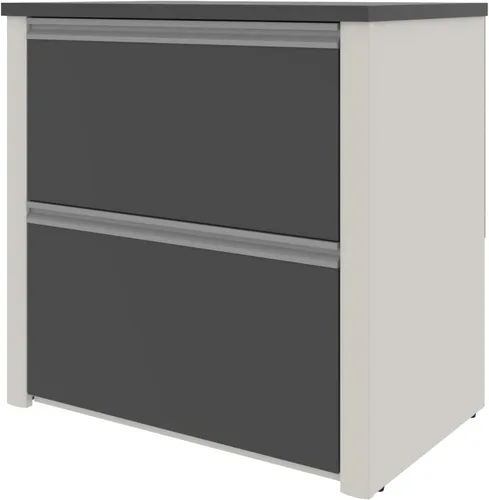 Vista 6 de Bestar Archivador lateral Connexion 31W con 2 cajones en Antigua y negro 2 drawers; adjustable leg levelers; ball-bearing drawer slides; Particle