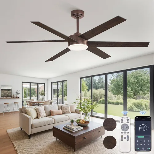 Vista 10 de Fanbulous Ventiladores de techo de 56 pulgadas con luces y control remoto, 6 aspas reversibles, regulables, 3000K-6000K ajustables, ventiladores