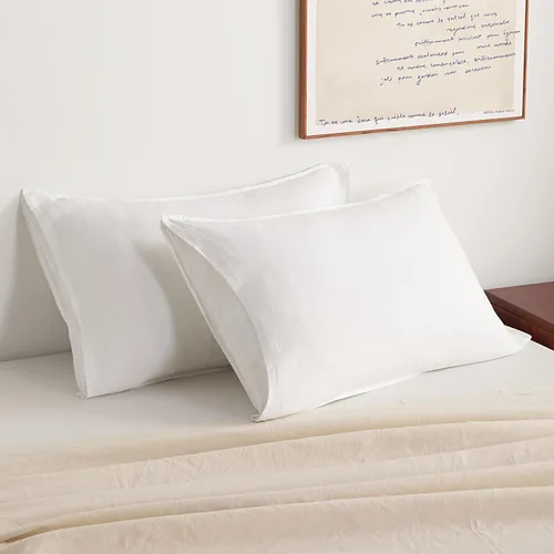 Vista 10 de NTBAY Fundas de almohada de lino francés – Teñidas con hilo, paquete de 2, fundas de almohada estándar de 100% lino, fundas de almohada lavadas