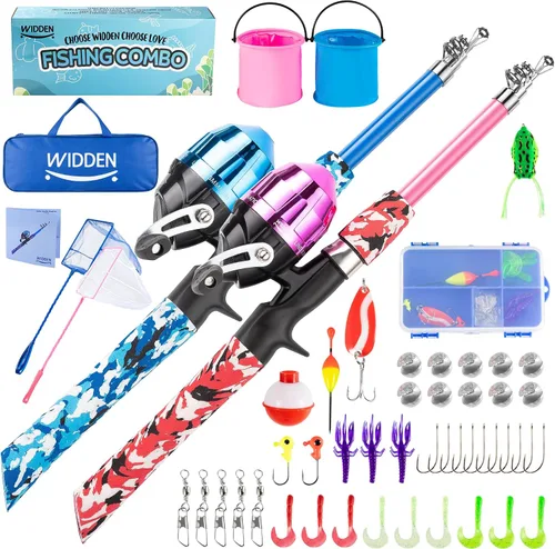 Vista 20 de WIDDEN Kids Fishing Pole, Portable Telescopic Kids Fishing Poles for Boys and Girls, Fishing Rod and Reel Combo Kit with Tackle Box, and Fishing