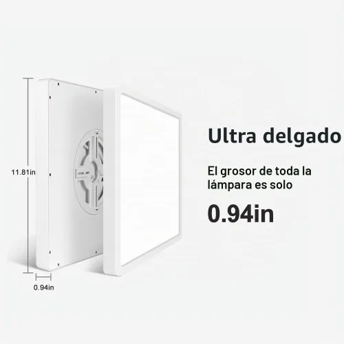 Vista 5 de Lámpara LED de Techo Empotrada, 2800K Blanco Cálido, 12 pulgadas 24W, 3200LM, Luminaria de Panel Plano Delgado, Lámpara de Techo Cuadrada Moderna