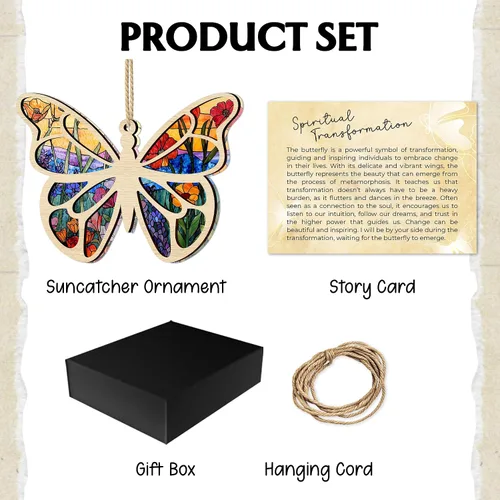 Vista 5 de Wrappiness Adorno de atrapasoles de mariposa con tarjeta de historia, regalos de cumpleaños para mejores amigas, regalos inspiradores para hermana