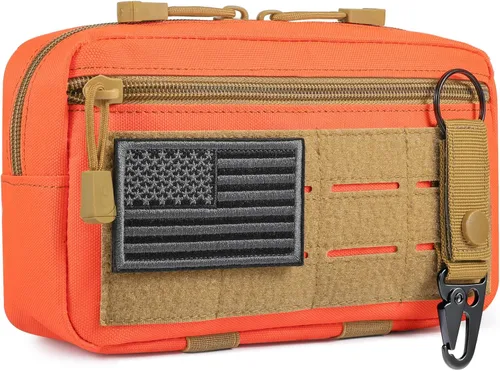 Vista 9 de FRTKK - Funda táctica Molle Admin Pouch Utility de corte láser EDC, bolsa de herramientas, fundas modulares horizontales, incluye parche