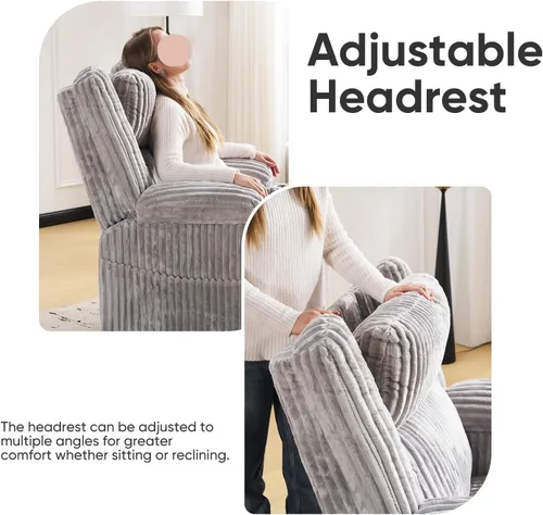 Vista 6 de Oversized Power Recliner Chair with Massage and Heat Swivel Rocker Recliners Chairs with Arm Storage Adjustable Headrest Side Pockets for Home