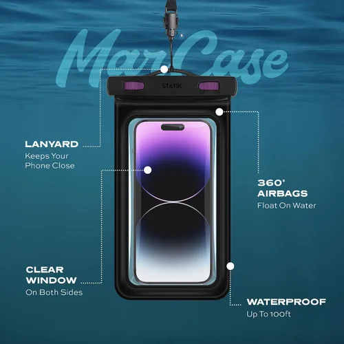 Vista 2 de STATIK MarCase - Bolsa impermeable para teléfono, funda impermeable certificada con cordón, bolsa impermeable para teléfonos de hasta 7 pulgadas