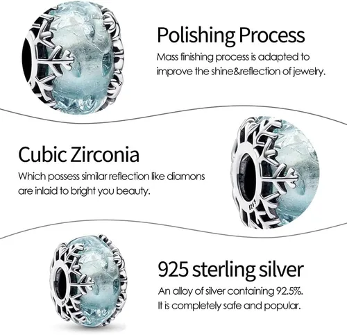 Vista 2 de Dijes de plata de ley 925 con circonita cúbica para mujer, pulseras y collares, madre de Navidad para mujer