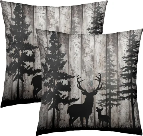 Vista 47 de Giwawa Juego de 2 fundas de almohada de calabaza otoñal de 16 x 16 pulgadas, fundas de cojín de algodón de madera de girasol para sofá, patio