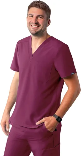 Vista 19 de Adar Addition Scrubs para hombre - Camiseta médica clásica con cuello en V Negro