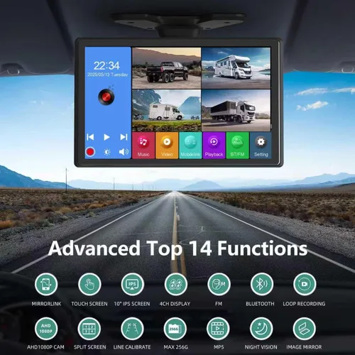 Vista 2 de Sistema de cámara de respaldo 4K RV, monitor de pantalla táctil de 10.1 pulgadas con 4 cámaras de visión nocturna 1080P, reproducción de video USB