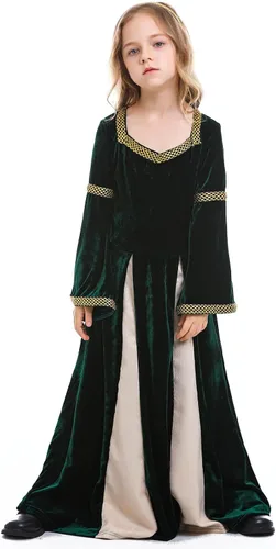 Vista 6 de Disfraz de princesa medieval para niñas, disfraz renacentista para Halloween, vestido retro medieval