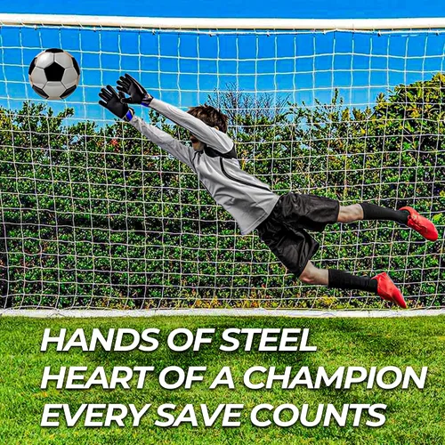 Vista 5 de FIGHTSENSE Guantes de portero de fútbol para niños y jóvenes, guantes de portero de fútbol, palma de látex de 4 mm, transpirable, antideslizante