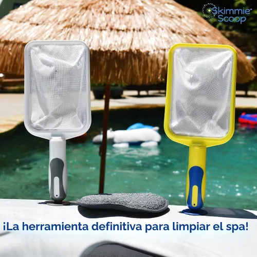 Vista 8 de The Skimmie Scoop - Espumador de mano patentado con red de malla fina para spa, bañera de hidromasaje, inmersión fría y limpieza de piscinas