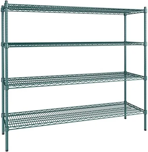 Vista 135 de Kit de 4 estantes de epoxi verde NSF de 21 x 72 pulgadas con postes de 86 pulgadas, estantería de almacenamiento resistente, kit de estantería