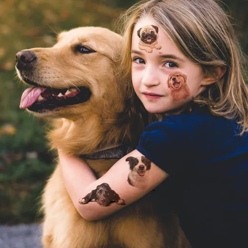 Vista 5 de CHARLENT 148 tatuajes temporales para niños – Tatuajes individuales 3D para cachorros y gatitos para niños y niñas, animales, regalos de fiesta