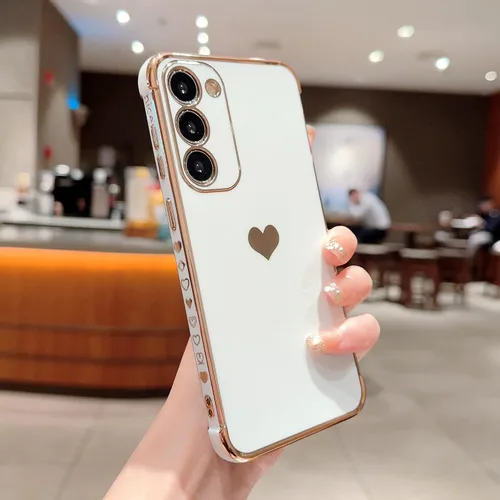 Vista 167 de phylla Funda de teléfono compatible con Samsung Galaxy A12 de 6.5 pulgadas, lindo corazón chapado en oro, elegante funda de lujo para mujer