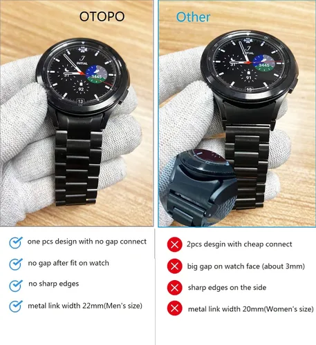 Vista 3 de OTOPO No Gap - Correa de metal compatible con Galaxy Watch 6 Classic de 1.850 in 1.693 in, Watch 6 5 4 Band 1.575 in 1.732 in, Watch 5 Pro, Watch 4