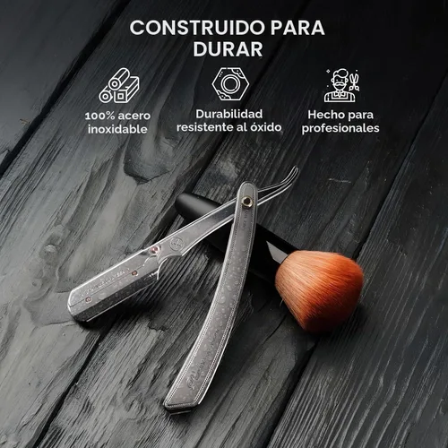 Vista 4 de Maquinilla de afeitar recta Parker SRX – Maquinilla de barbero totalmente de acero inoxidable con soporte de hoja tipo clip para hojas desechables