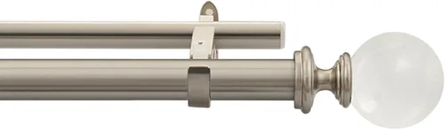 Vista 4 de Deco Window Varillas de cortina dobles de 72 a 144 pulgadas con bola acrílica, poste de acero inoxidable resistente para girar y bloquear, diámetro