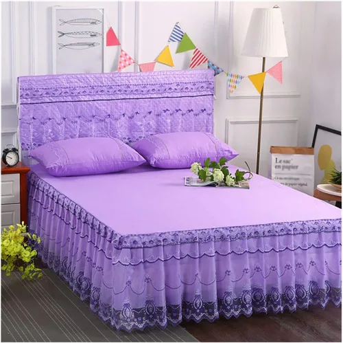 Vista 21 de OTBK Falda de cama individual blanca con volantes y borlas, estilo bohemio, falda de cama con encaje, volantes, floral, Shabby Chic juegos de ropa